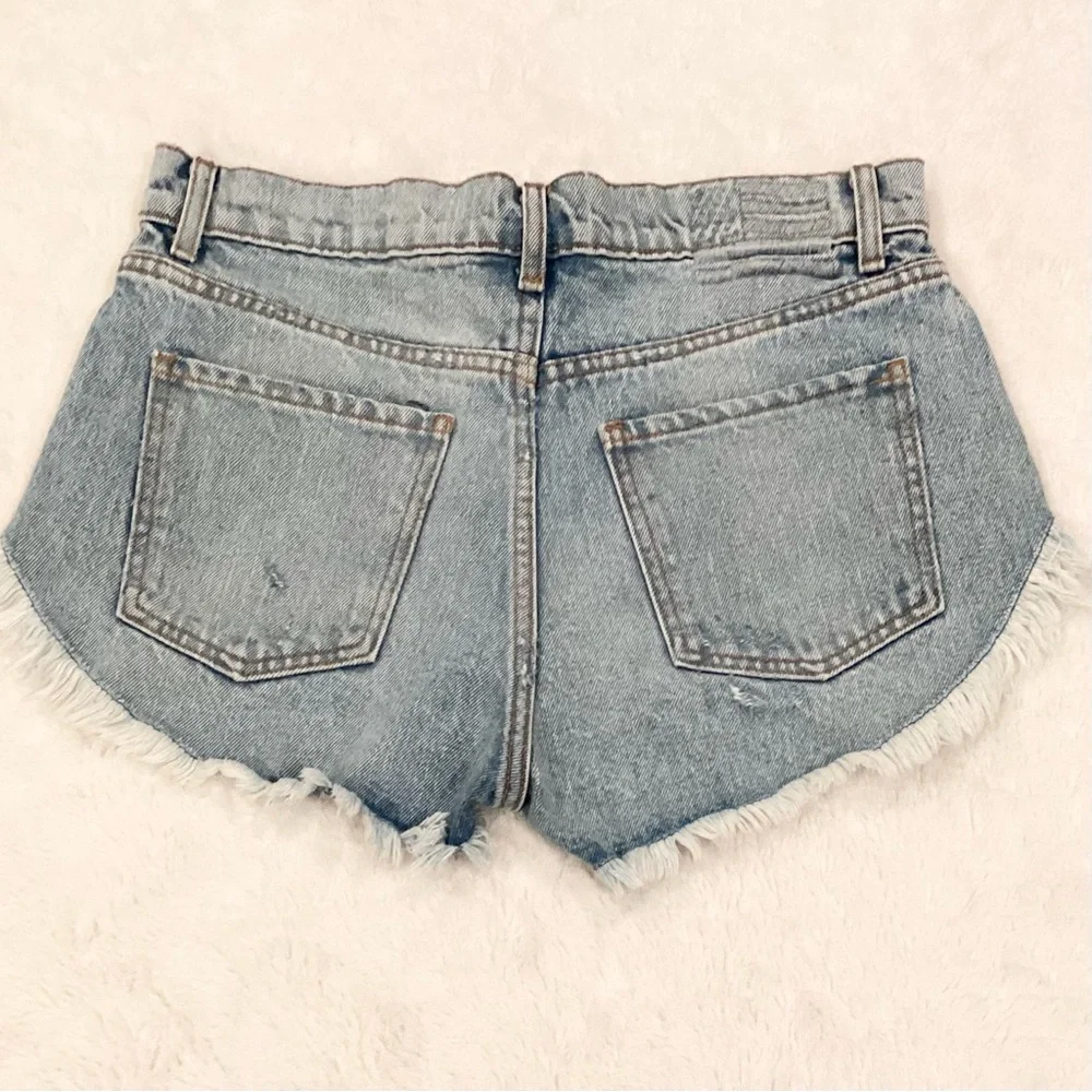 Revice 29 (US 8) Denim Women's Jeans Shorts High Rise Distressed Button Fly